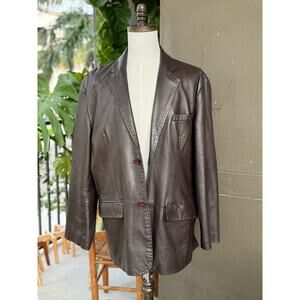 Vintage NH Studio Nick Hilton Men’s XL Brown 100% Genuine Leather Blazer Jacket